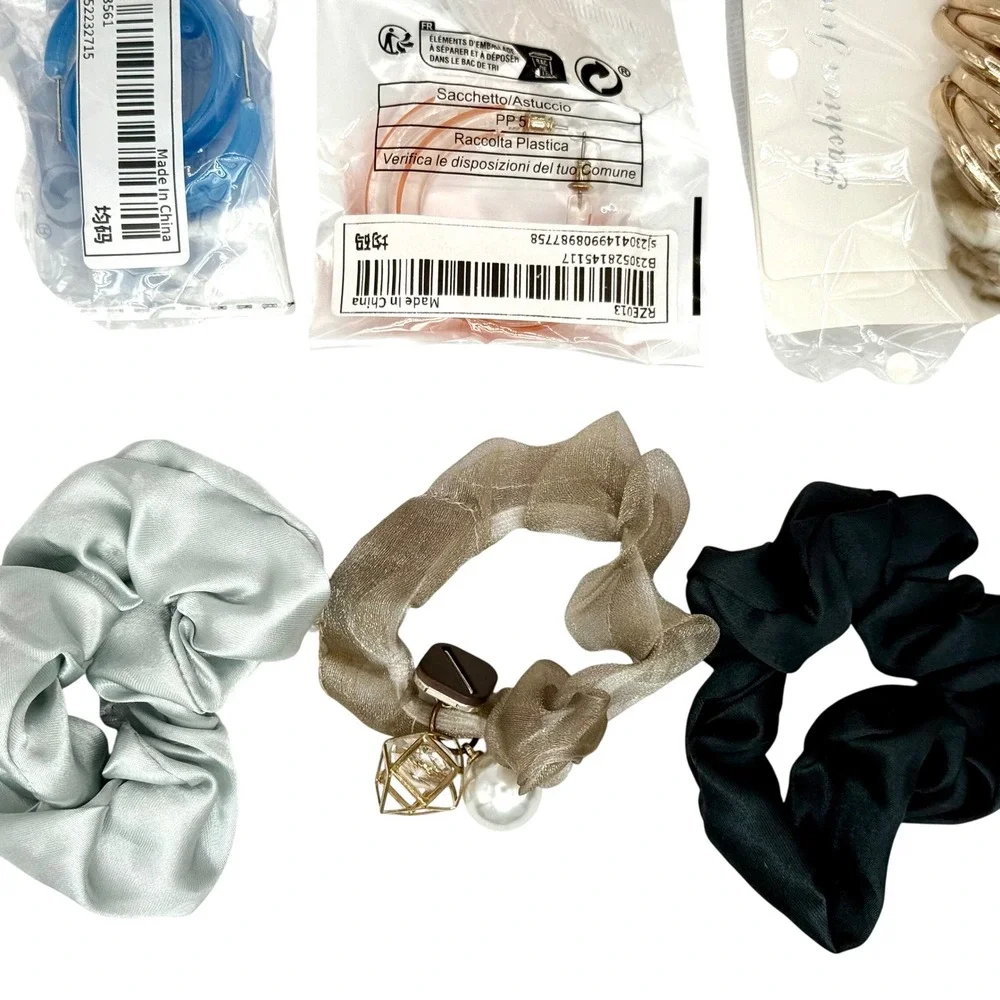 New Women's Hair Accessories Lot 16pcs – Scrunchies, Hair Ties, Earrings & Clips